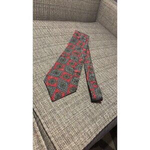 Vintage Je Suis Red Silk Medallion Necktie Made in USA
